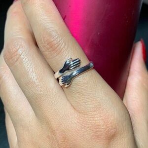 S925 Silver hands irregular open ring